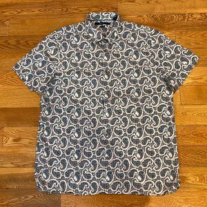 Perry Ellis Mens Paisley Floral Short Sleeve Button Up Shirt Size XL READ